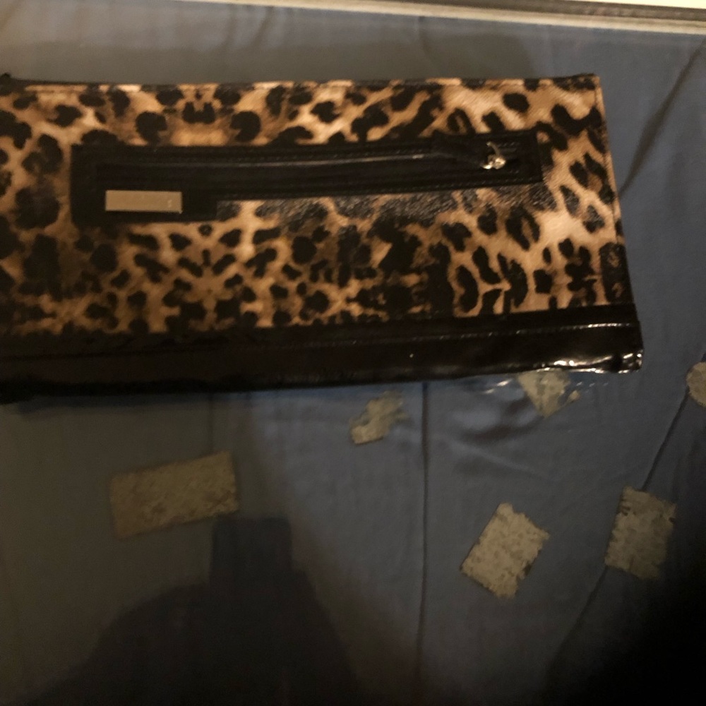Miche Leopard Print Clutch with Black Trim